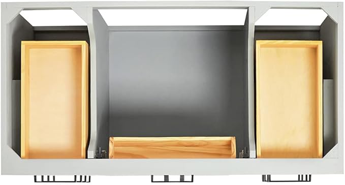ARIEL Hepburn 42-inch Bathroom Vanity Base Cabinet,Solid Wood, 2 Soft Closing Doors, 9 Dovetail Drawers, Grey