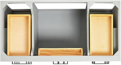 ARIEL Hepburn 42-inch Bathroom Vanity Base Cabinet,Solid Wood, 2 Soft Closing Doors, 9 Dovetail Drawers, Grey