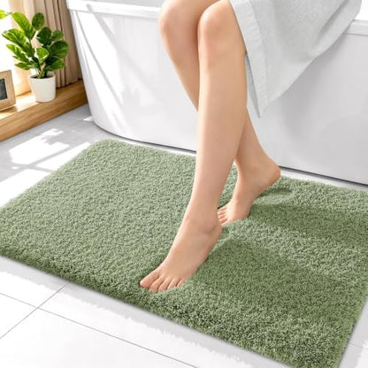 OLANLY Microfiber Bathroom Rugs 36x24, Ultra Soft Bath Mat, Sage Green