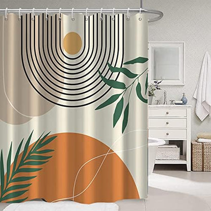 Mid Century Shower Curtain with Hook for Bathroom 72x84 Inch