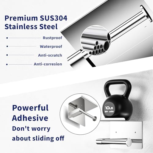 GLNLQ Chrome Toilet Paper Holder Wall Mount, Self Adhesive or Screw-in