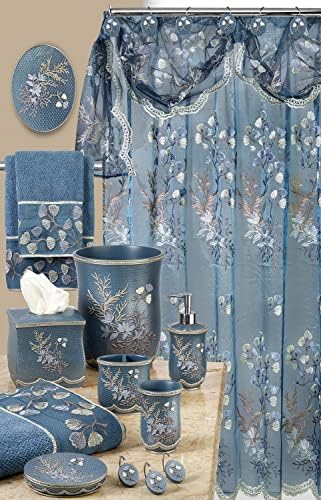 Zahari Home 4pc Capri Bathroom Accessories Sets Modern Classic Soap Dispenser, Tumbler, Tooth Brush Holder and Soap Dish Holder Unique Design Royal Blue Bathroom Set
