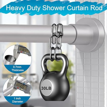 YNL Silver Shower Curtain Rod 32-80 Inch(2.7-6.6ft), Non Slip, Never Rust, No Drill Stainless Steel Spring Tension Shower Rod, Telescoping Curtain Rod for Bathroom Window Living Room