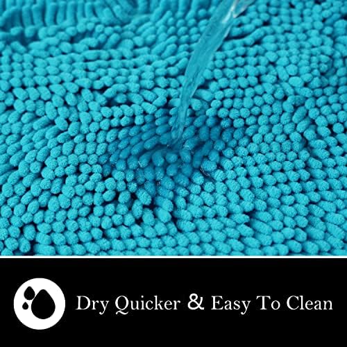 Bathroom Rugs Chenille Bath mat 2 Piece Set, Super Absorbent, Strong PVC Non Slip Backing, Bath mats for Bathroom, Plush Shaggy, Thick, Machine Washable, Bathtub, Toilet.(Turquoise)