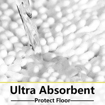 BOANKODU White Bathroom Rugs Sets 2 Piece, Soft Chenille Bath Mat Absorbent Bathroom Rug, Bathroom Mat with PVC Non-Slip Bottom, Machine Washable Bath Rugs (32x20 Inch + 24x16 Inch, White)
