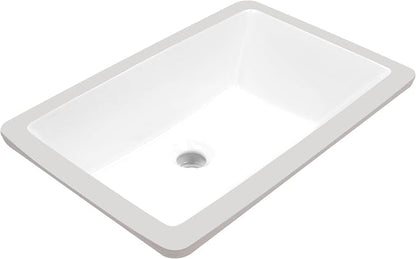 Enbol 18.6x11.2 Inch Undermount Bathroom Sink White Ceramic Durable Scratch Resistant Easy Clean with Overflow - ECU1811