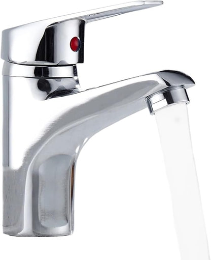 Faucet Chrome Bathroom Basin Single Hole Deck Mount Mixer Kitchen Sink Hot and Cold Water Faucet with G1/2 Hose(Chrome) Faucet