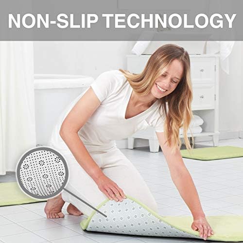 Memory Foam Bath Mat Non Slip Absorbent Super Cozy Velvet Bathroom Rug Carpet (17 inches X 24 inches, Lime)