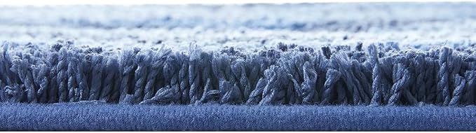 Hearth & Harbor Bathroom Rugs, Shaggy Plush Bath Mat, Ultra Soft Non Slip Backing Rubber, Chevron Design Bath Rug, Blue, 20 x 32 Inch