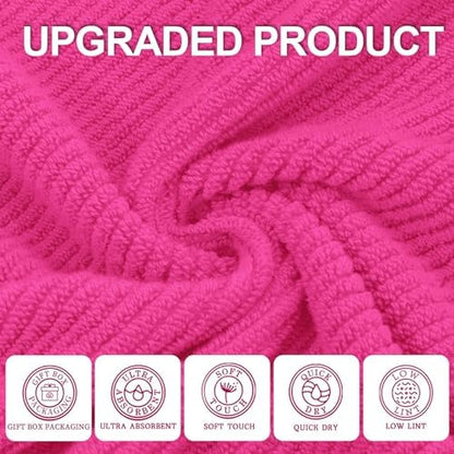 VOOVA & MOVAS Hot PinkHand Towels 4PC, 100% Cotton, 18x28 in