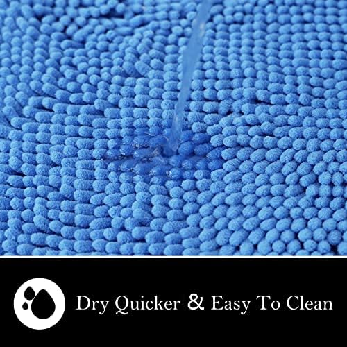 Bathroom Rugs Chenille Bath mat 2 Piece Set, Super Absorbent, Strong PVC Non Slip Backing, Bath mats for Bathroom, Plush Shaggy, Thick, Machine Washable, Bathtub, Toilet.(Snow Cyan)