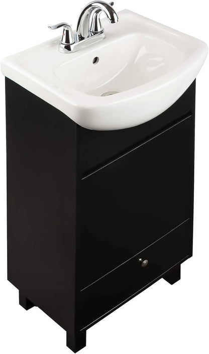 Petite 18 Inch Bathroom Vanity with Sink, Small Freestanding Bathroom Cabinet, Space-Saving Vanity Sink Combo Design, Dual Storage, Satin Black