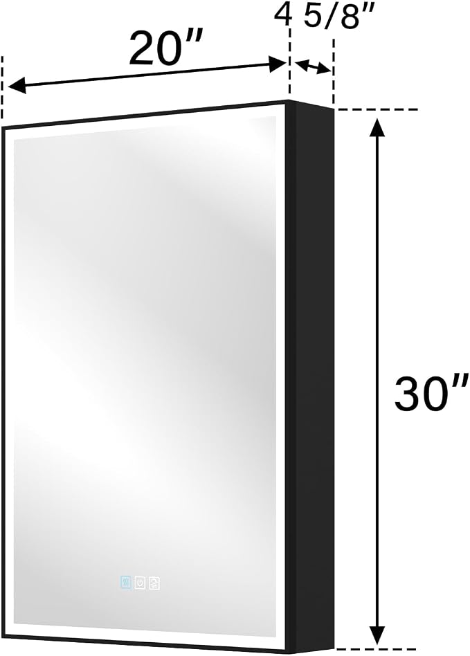 WELLFOR 20" X 30" LED Mirrored Medicine Cabinet, Medicine Cabinets with Lights for Bathroom, Defogging Function Mirror Cabinet, Bathroom Medicine Cabinet with USB Port & Outlet, Left Opening Doors
