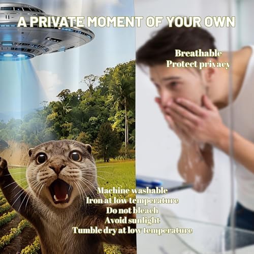 Extra Long 108x72 Inchs Shower Curtain Extra Tall Funny Otter XL Fun UFO Shower Curtains for Large Bathroom Decor Sets, Waterproof Cloth Fabric with Hooks