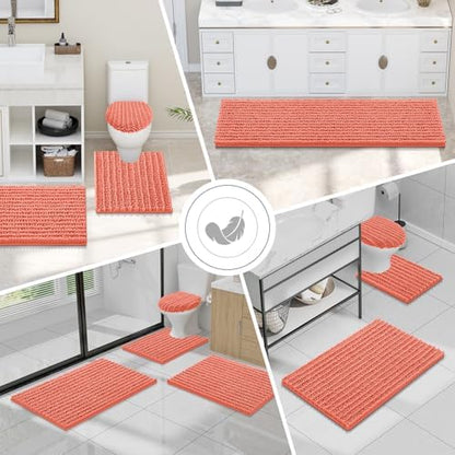 Smiry Bathroom Toilet Rugs U Shaped 24X20, Chenille Bath mats for Toilet
