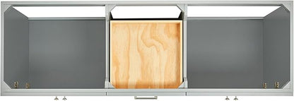 ARIEL Hamlet 66-inch Bathroom Vanity with Sink,Solid Wood, 1.5-inch Pure White Quartz Countertop & Backsplash, Double Rectangular Porcelain Sink, 4 Soft Closing Doors, 3 Dovetail Drawers, Grey