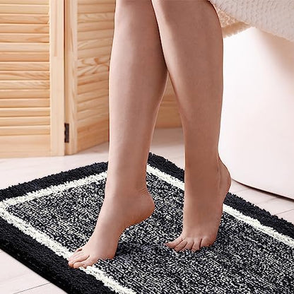 CozeCube Jet Black Bath Runner 59"x24" Non Slip Washable Rug