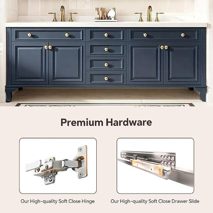 48-92IN Single/Double Sink Bathroom Vanity, Defogging Smart Mirror, Modern American Free Standing Vanity with Bathroom Cabinet