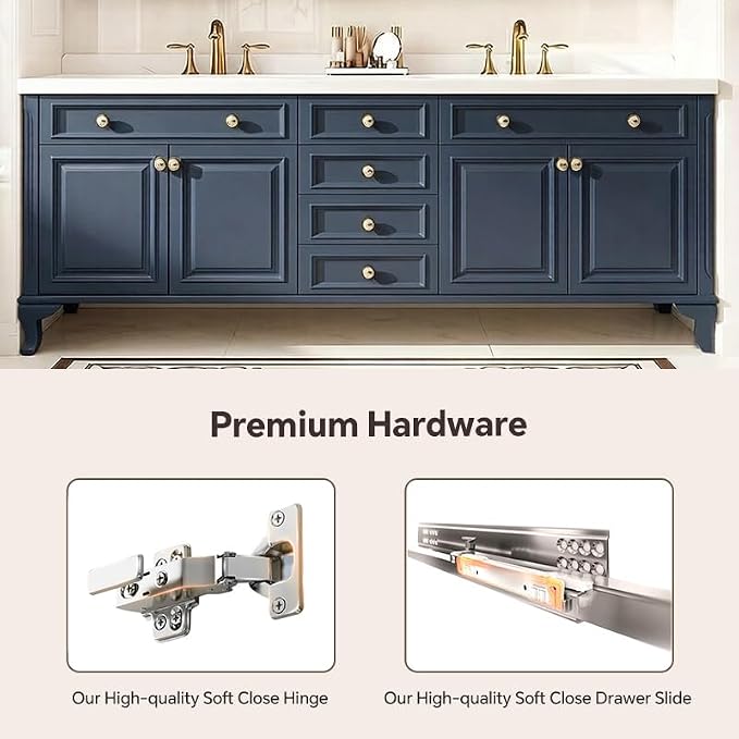 48-92IN Single/Double Sink Bathroom Vanity, Defogging Smart Mirror, Modern American Free Standing Vanity with Bathroom Cabinet
