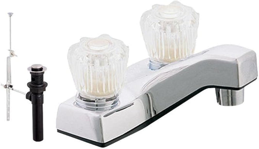 EZ-FLO Non-Metallic Two-Handle Lavatory Faucet, Bathroom Sink Faucet with Washerless Cartridge, Chrome Finish, 10256N