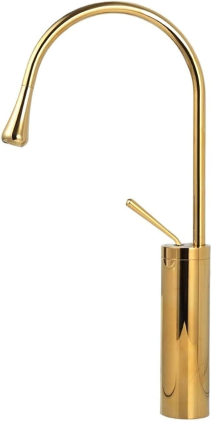 Modern Basin Faucet Brushed Gold Black Silver Faucet Deck Mounted Basin Sink Tap Mixer Hot Cold Brass Tap for Bathroom(Golden Tall)