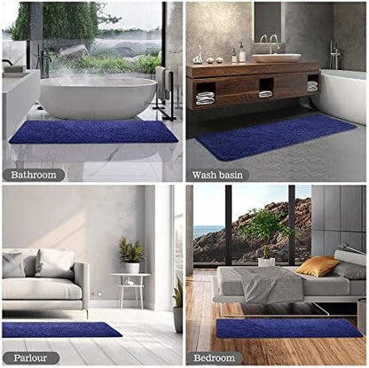 Yeaban Chenille Royal Blue Bathroom Runner Rug 24"x60"
