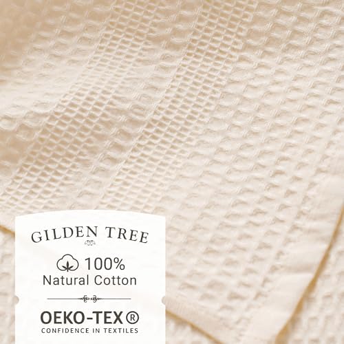 GILDEN TREE Waffle Bath Sheet Large Bath Towels Quick Dry Thin Body Towels, 40x80 Oversized Bath Towels for Adults, 2 Pack Bath Sheet Set, Classic Style (Cream)