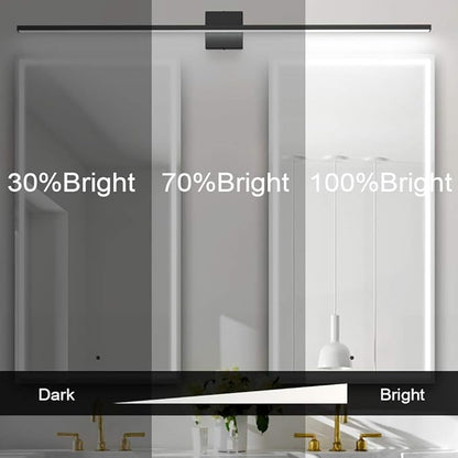 Ralbay 48inch Dimmable Modern LED Black Vanity Light 46W Frosted Aluminum for Bathroom Vanity Lighting Fixtures Cool White 6000K