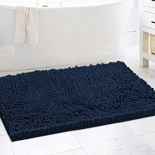 H.VERSAILTEX Bathroom Rugs Bath Mat Bath Rugs Bath Mats for Bathroom Non Slip Extra Thick Buncy Soft Chenille Bath Rug Fulffy Shag, Indoor Rug Carpet for Living Room (Navy, Extra Large 24" x 36")