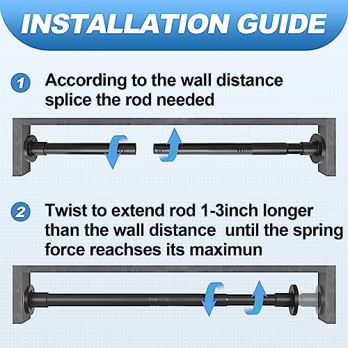 CorkLatta 2 Pack Heavy Duty Black Shower Curtain Rod 31 to 43 Inch