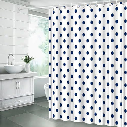 Polka Dot Shower Curtain Blue White Retro Spot Vintage Fabric Decorative Bathroom Curtains with Hooks,67" Wx70 H
