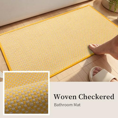 YIHOUSE Yellow Bathroom Rugs Sets 3 Pieces,Thin Bath Mat Quick Dry