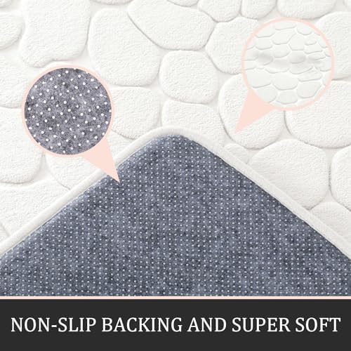 YIHOUSE Bathroom Rugs Mat Set, Memory Foam Bath Mat 2 Piece White
