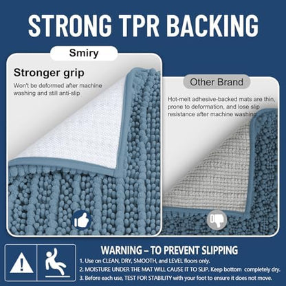 Smiry Bathroom Rugs 47X20, Extra Soft Rubber Backing Chenille Bath Mats