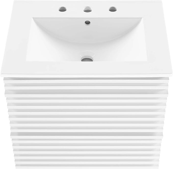 Modway Render 24" Wall-Mount Bathroom Vanity in White White