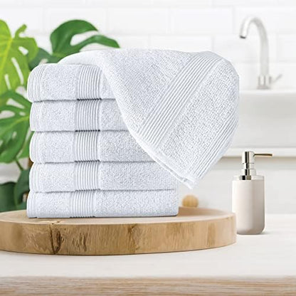 Belizzi Home Ultra Soft 6-Piece Hand Towel Set 16x28-100% Ringspun Cotton - Durable & Highly Absorbent Hand Towels - Ideal for use in Bathroom, Kitchen, Gym, Spa & General Cleaning - White