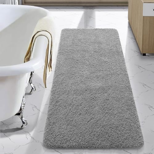 LOCHAS Bathroom Rug Runner 24x48 Inch, Bath Rugs Non Slip, Grey