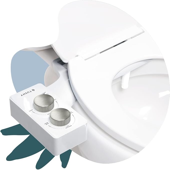 TUSHY Spa 2.0 Cool to Warm Water Bidet Toilet Seat Attachment, White/Silver | Non-Electric, Self-Cleaning Smart Spray Nozzle, Adjustable Pressure and Angle Control, Sink Access Required Within 6 Feet