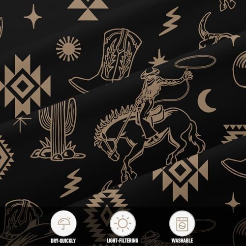 Stall Black Western Cowboy Shower Curtain, 36" W x 72" L