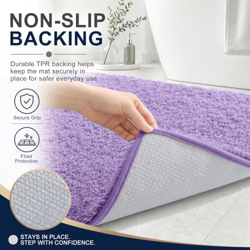 OLANLY Microfiber Bathroom Rugs 30x20, Soft Absorbent Bath Mat, Lavender