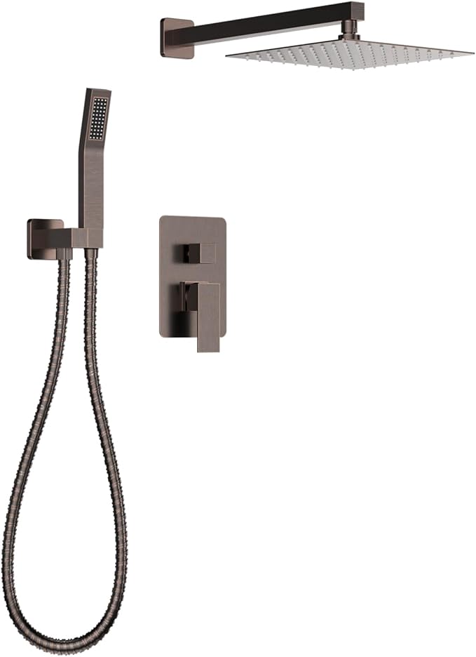 Longriver S200 Shower Faucet Set, Shower System High Pressure 10 Inches Rainfall Shower Head with Handheld Spray, Wall Mounted Shower Fixtures with Shower Valve and Trim Kit, Oil Rubbed Bronze