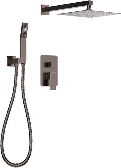 Longriver S200 Shower Faucet Set, Shower System High Pressure 10 Inches Rainfall Shower Head with Handheld Spray, Wall Mounted Shower Fixtures with Shower Valve and Trim Kit, Oil Rubbed Bronze