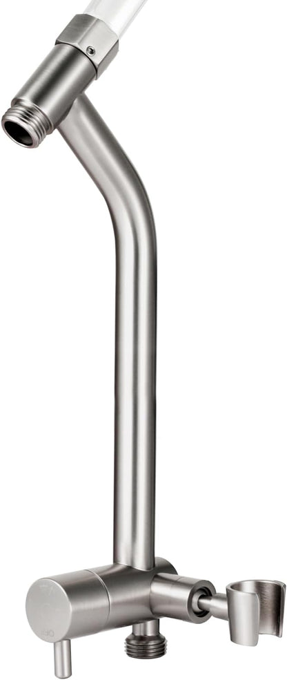 G-Promise All Metal Shower Diverter with Low Handheld Holder (Matte Black) | 10 Inch Downward-Extend Bracket for All Heights, 4 Spray Modes with Pause, Anti-Leak, Easy Install, Universal Replacement