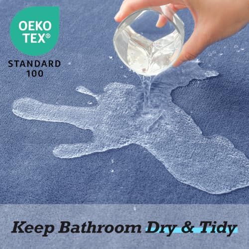 HUXMEYSON Bathroom Rugs Sets 2 Piece, Non-Slip & Quick Dry Bath Mat Set, Ultra Soft Velvet Bath Rugs for Bathroom, Toilet and Shower Floor, Dusty Blue