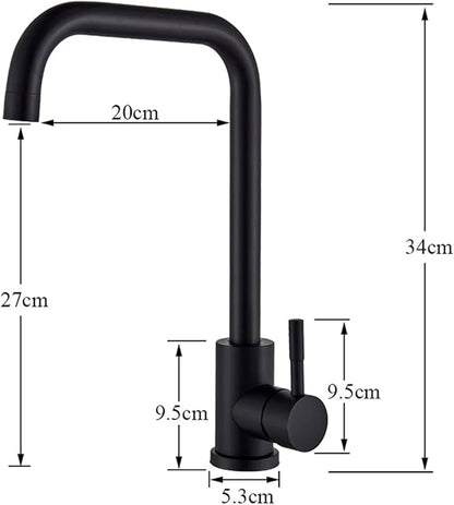 Stainless Steel Black Kitchen Faucet 360° Swivel Deck Mount Mixer Tap Hot & Cold Water Modern Bathroom Vanity Crane for Stylish Sink Upgrade，White B