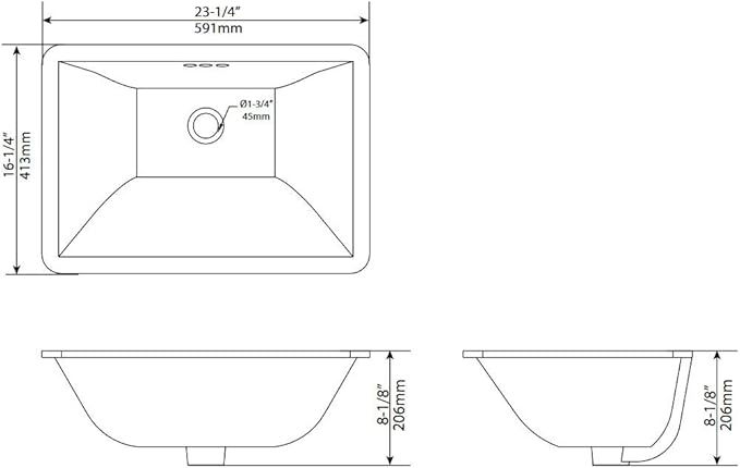 KRAUS Elavo 23-inch Rectangular Undermount White Porcelain Ceramic Bathroom Sink with Overflow, KCU-251