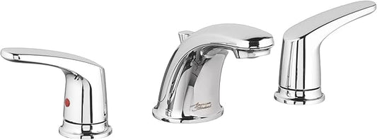 Chrome bathroom faucet set on a white background