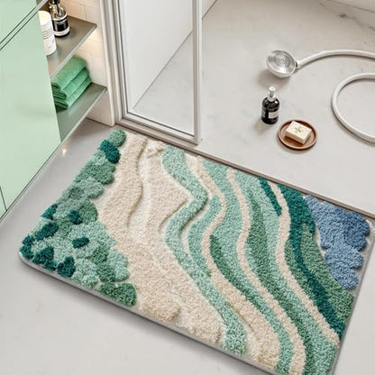 LUMI Beach Bathroom Rug 20x32, Soft Absorbent Bath Mat, Non Slip
