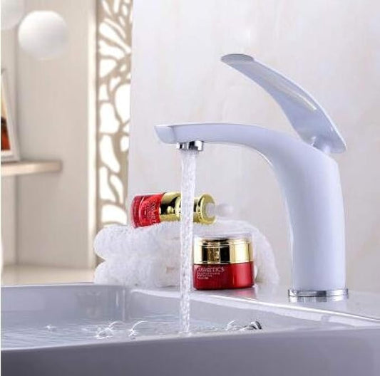 Faucet Painted Faucets Hot Cold Mixer Bathroom Basin Brass Gold/Chorme/White/Red/Black Faucet Crane Sink Tap Black Tall (White Short) Faucet
