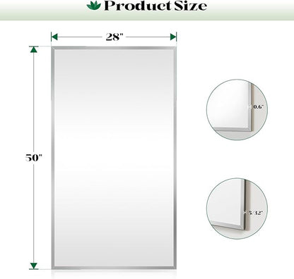 Bathroom Frameless Beveled Wall Mirror, 28"x50" Frameless Rectangle Large Wall Mirror for Over Sink, Vanity Mirrors for Entryway, Living Room, Dinging Room, Hangs Horizontally or Vertically